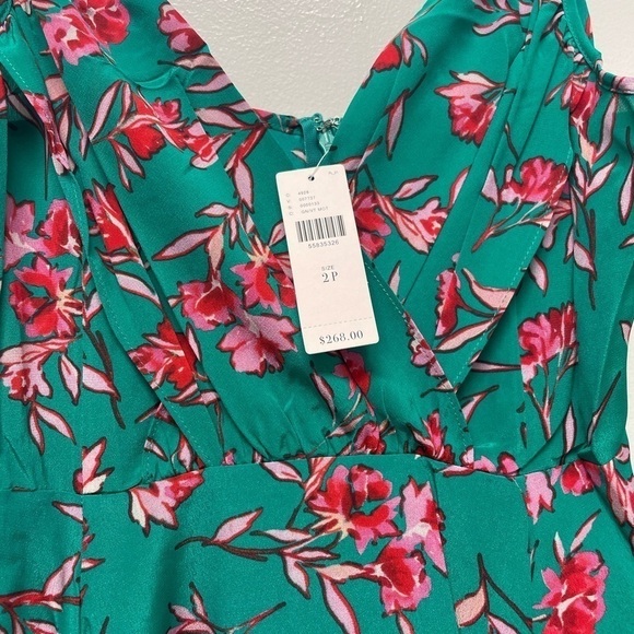 Anthropologie Yumi Kim Vienna Silk Dress in ‘dandelion emerald’ size 2P NWT - Picture 9 of 11